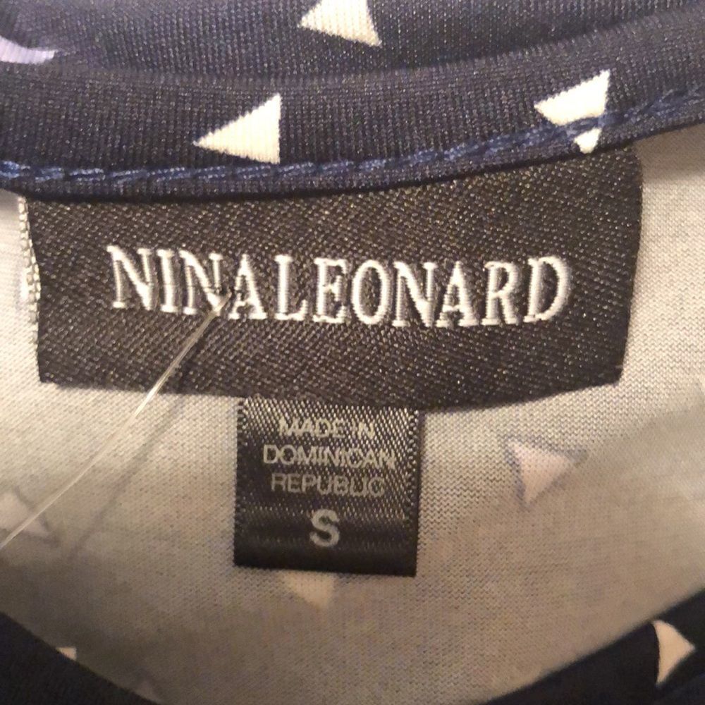 Nina Leonard S Jersey Crew Neck Quarter Sleeve Midi Dress Navy White Lilac Print - Picture 7 of 16